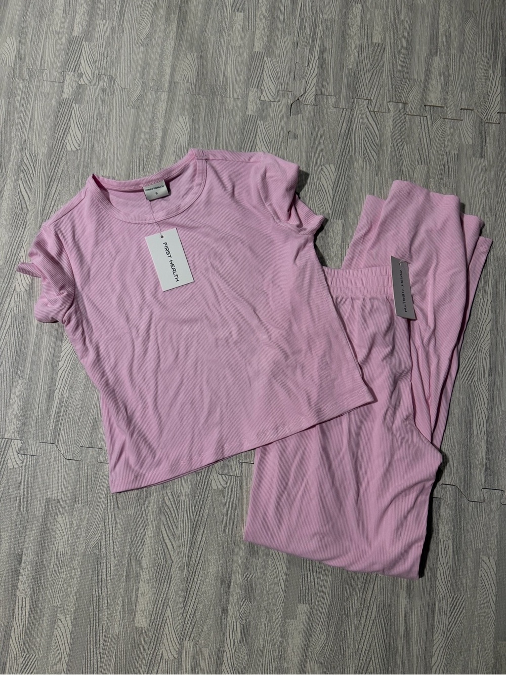 Soft Pink Ribbed Short Sleeve Set